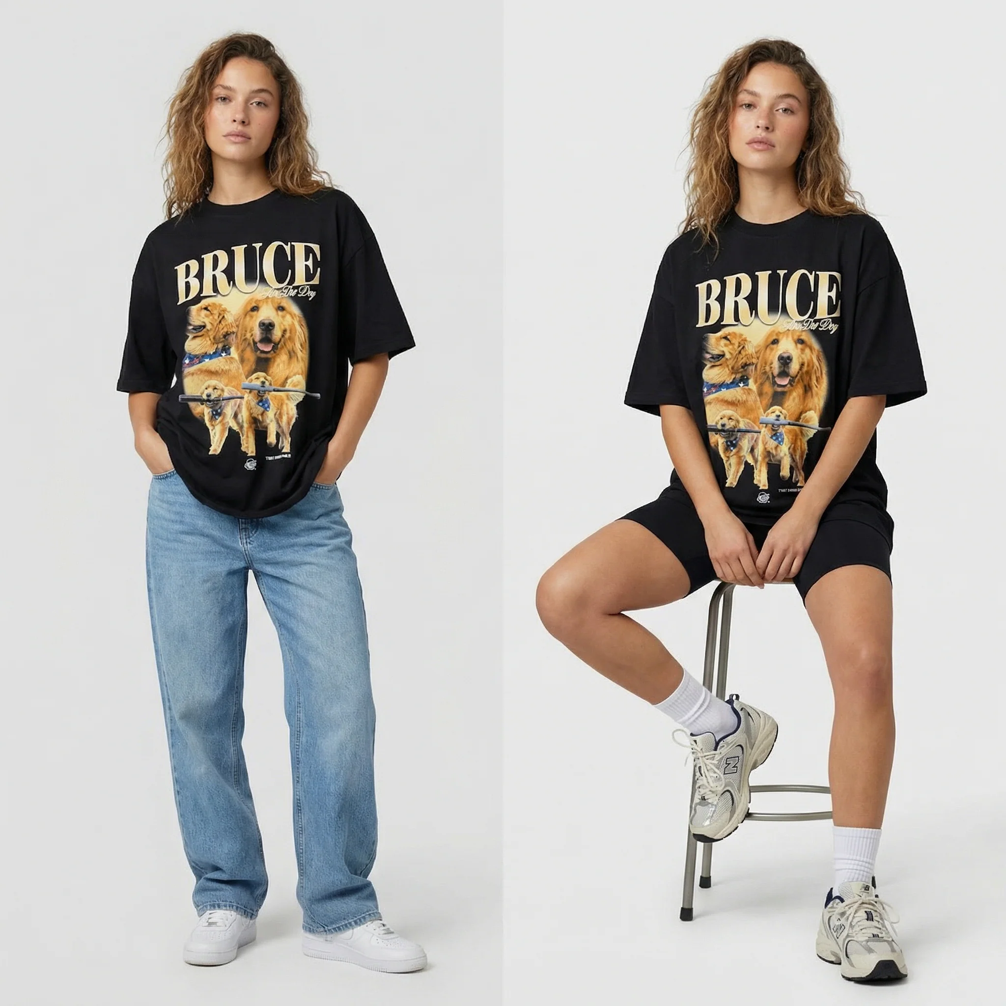 Bruce the Bat Dog 90s Graphic Tee - Image 4