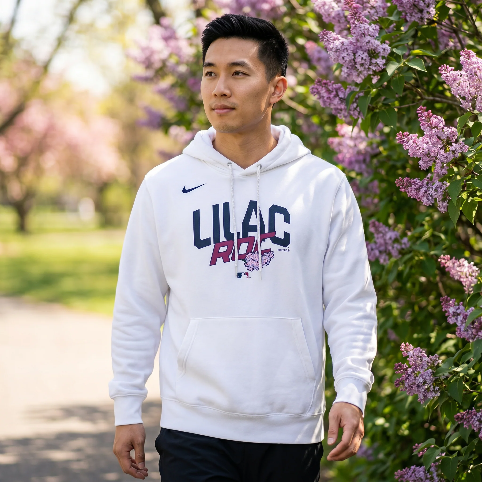 Nike Lilac White Fleece Hoodie - Image 2